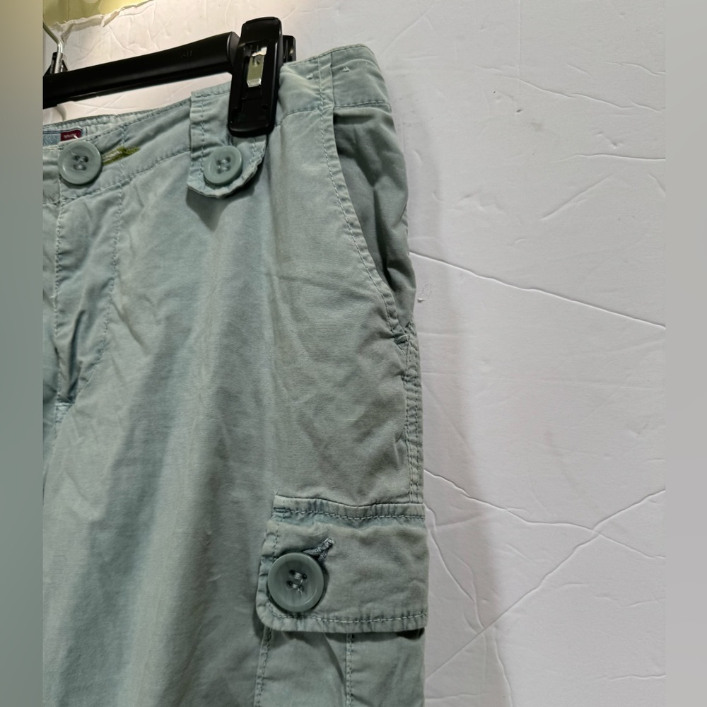 Old Navy Y2K Cargo RollUp Tab 8 Straight Leg Cotton Utility Pant Capri Zip Light - Picture 12 of 16